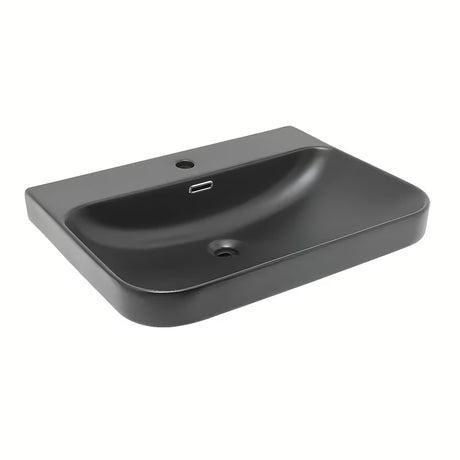 Namještajni keramički umivaonik SAT Fusion 60,5x46,3 cm u mat crnoj boji s preljevom