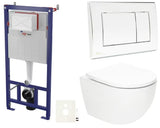Viseći WC set SAT Fusion s vrtložnim ispiranjem, vodokotlićem, aktivacijskom tipkom i WC školjke sjedalom