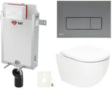 Viseći WC set SAT Fusion s vrtložnim ispiranjem i tipkom za ispiranje u boji gun metal mat