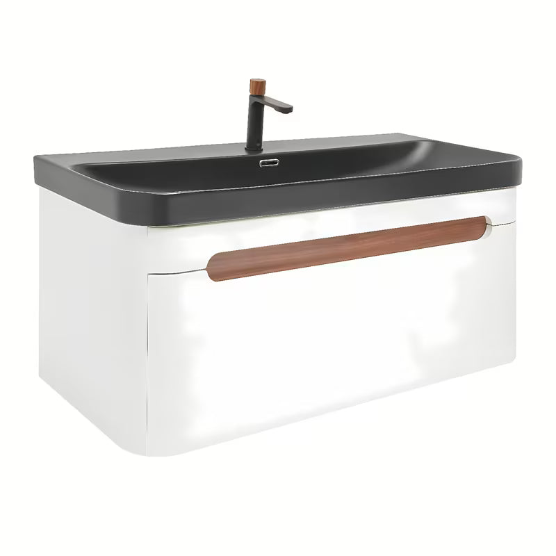 Viseća kupaonski ormarić SAT Fusion s umivaonikom u mat bijeloj boji sa zaobljenim kutovima