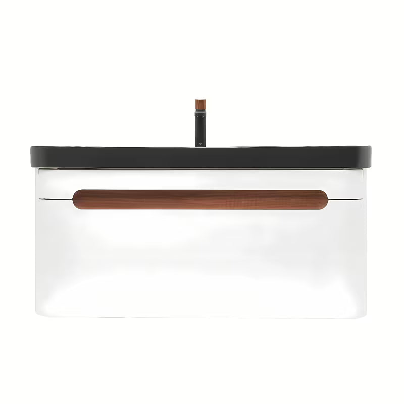 Viseća kupaonski ormarić SAT Fusion s umivaonikom u mat bijeloj boji sa zaobljenim kutovima