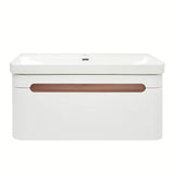 Viseća kupaonski ormarić SAT Fusion s keramičkim umivaonikom u mat bijeloj izvedbi