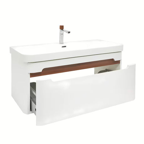 Viseća ormarić s umivaonikom SAT Fusion u mat bijeloj izvedbi sa zaobljenim kutovima