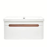 Viseća kupaonski ormarić SAT Fusion s keramičkim umivaonikom u mat bijeloj boji