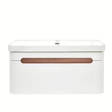 Viseća kupaonski ormarić SAT Fusion s keramičkim umivaonikom u mat bijeloj boji