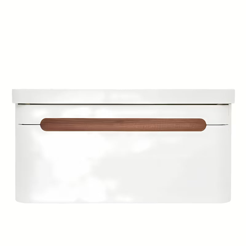 Viseća kupaonski ormarić SAT Fusion s keramičkim umivaonikom u mat bijeloj boji