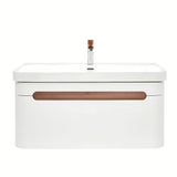 Viseća kupaonski ormarić SAT Fusion s umivaonikom u mat bijeloj boji sa zaobljenim kutovima