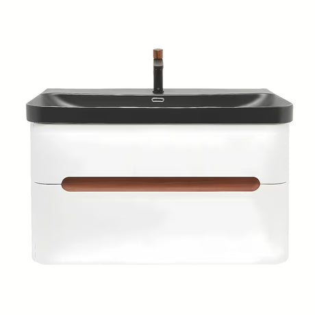 Viseća kupaonski ormarić SAT Fusion s umivaonikom u mat bijeloj boji s dvije ladice