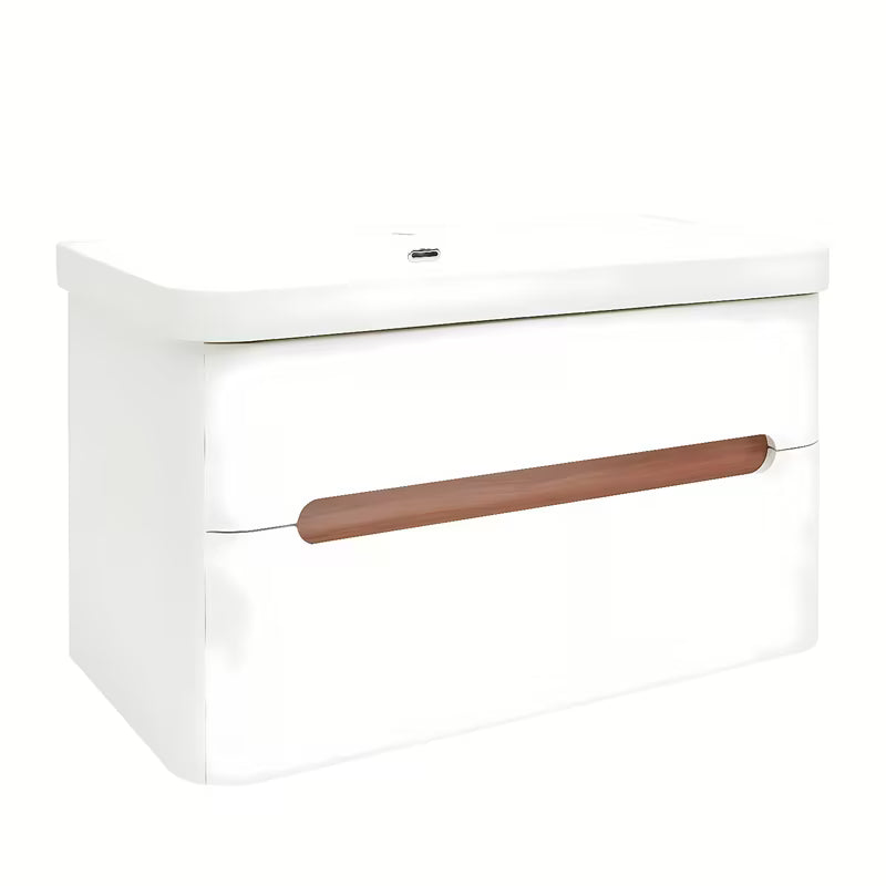 Viseća kupaonski ormarić SAT Fusion s keramičkim umivaonikom u mat bijeloj boji