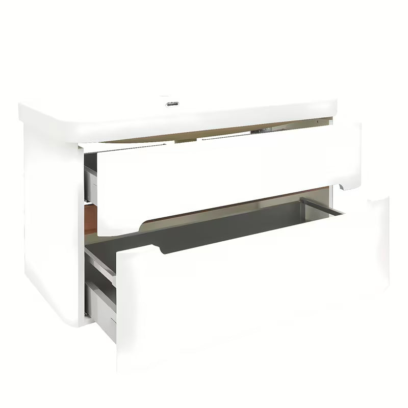 Viseća kupaonski ormarić SAT Fusion s keramičkim umivaonikom u mat bijeloj boji