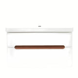 Viseća kupaonski ormarić SAT Fusion s keramičkim umivaonikom u mat bijeloj boji