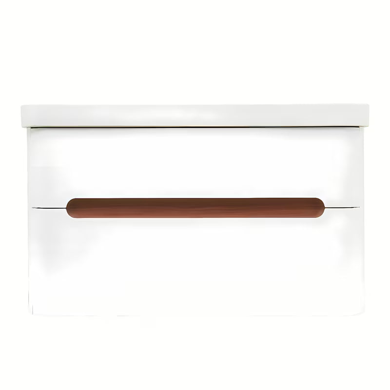 Viseća kupaonski ormarić SAT Fusion s keramičkim umivaonikom u mat bijeloj boji