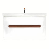 Viseća ormarić s umivaonikom SAT Fusion 97,5x53x45 cm u mat bijeloj s miješalicom bez odvoda