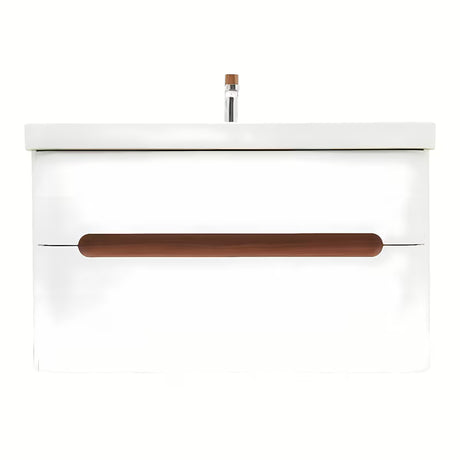 Viseća ormarić s umivaonikom SAT Fusion 97,5x53x45 cm u mat bijeloj s miješalicom bez odvoda