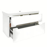 Viseća kupaonski ormarić s umivaonikom SAT Fusion u mat bijeloj boji s dvije ladice.