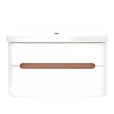 Viseća kupaonski ormarić s umivaonikom SAT Fusion u mat bijeloj boji s dvije ladice.