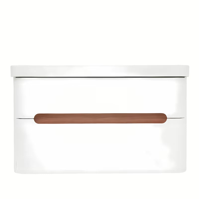 Viseća kupaonski ormarić s umivaonikom SAT Fusion u mat bijeloj boji s dvije ladice.