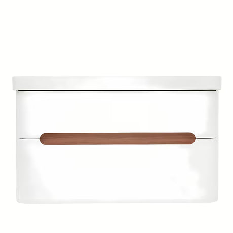 Viseća kupaonski ormarić s umivaonikom SAT Fusion u mat bijeloj boji s dvije ladice.