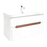 Viseća ormarić s umivaonikom SAT Fusion u mat bijeloj boji s dvije ladice