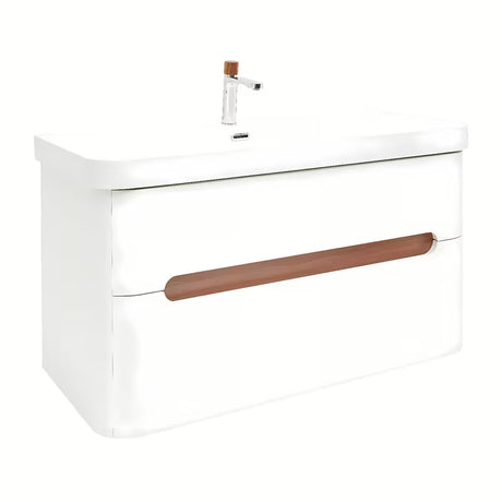 Viseća ormarić s umivaonikom SAT Fusion u mat bijeloj boji s dvije ladice