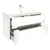 Viseća ormarić s umivaonikom SAT Fusion u mat bijeloj boji s dvije ladice