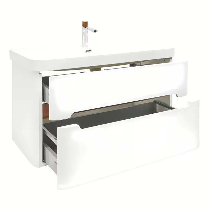 Viseća ormarić s umivaonikom SAT Fusion u mat bijeloj boji s dvije ladice