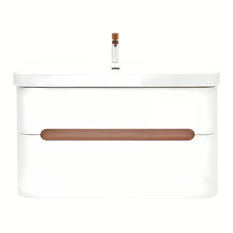 Viseća ormarić s umivaonikom SAT Fusion u mat bijeloj boji s dvije ladice