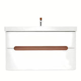 Viseća ormarić s umivaonikom SAT Fusion u mat bijeloj boji s dvije ladice