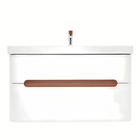 Viseća ormarić s umivaonikom SAT Fusion u mat bijeloj boji s dvije ladice