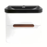 Viseća ormarić s umivaonikom SAT Fusion 57,5x53x45 cm u mat bijeloj boji s mat crnim umivaonikom.