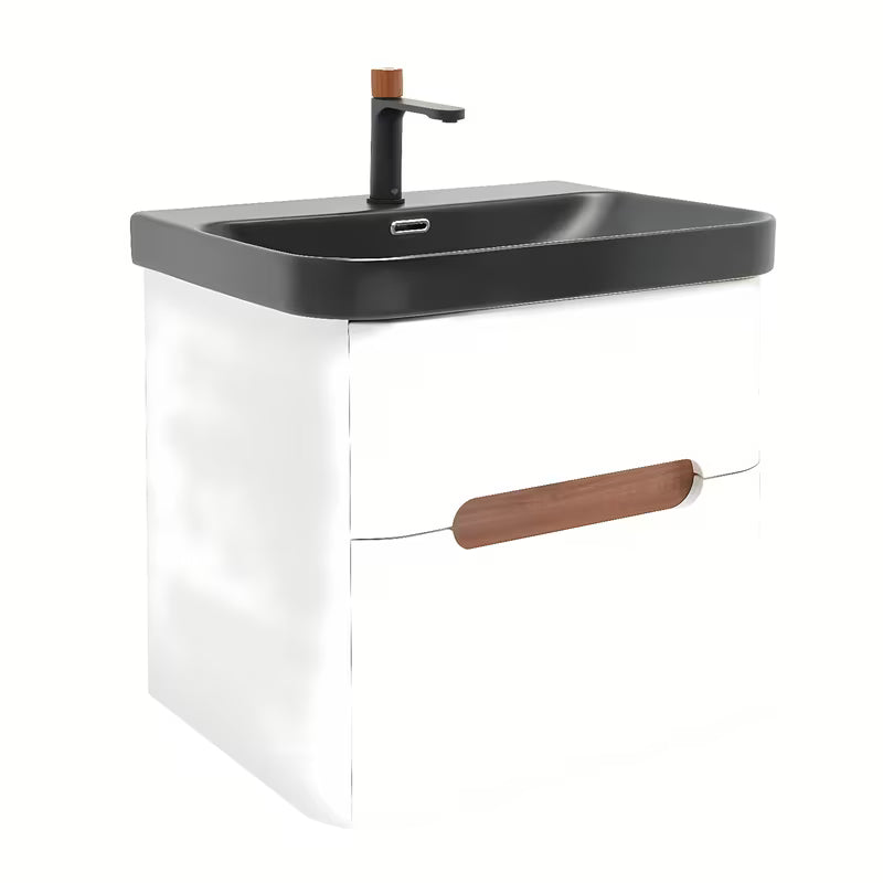 Viseća ormarić s umivaonikom SAT Fusion u mat bijeloj boji s dvije ladice