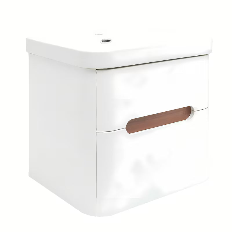 Viseća ormarić s namještajskim umivaonikom SAT Fusion u mat bijeloj boji s dvije ladice