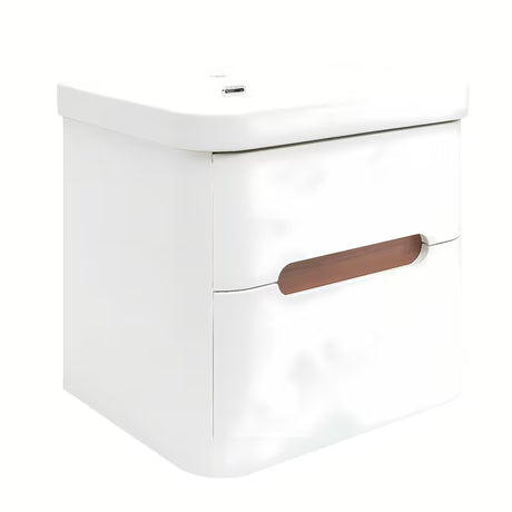 Viseća ormarić s namještajskim umivaonikom SAT Fusion u mat bijeloj boji s dvije ladice