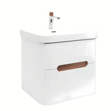 Viseća kupaonski ormarić SAT Fusion s keramičkim umivaonikom u mat bijeloj izvedbi