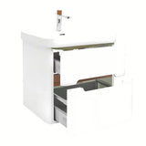 Viseća kupaonski ormarić SAT Fusion s keramičkim umivaonikom u mat bijeloj izvedbi