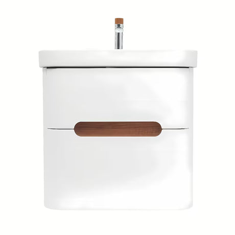 Viseća kupaonski ormarić SAT Fusion s keramičkim umivaonikom u mat bijeloj izvedbi