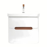 Viseća kupaonski ormarić SAT Fusion s keramičkim umivaonikom u mat bijeloj izvedbi