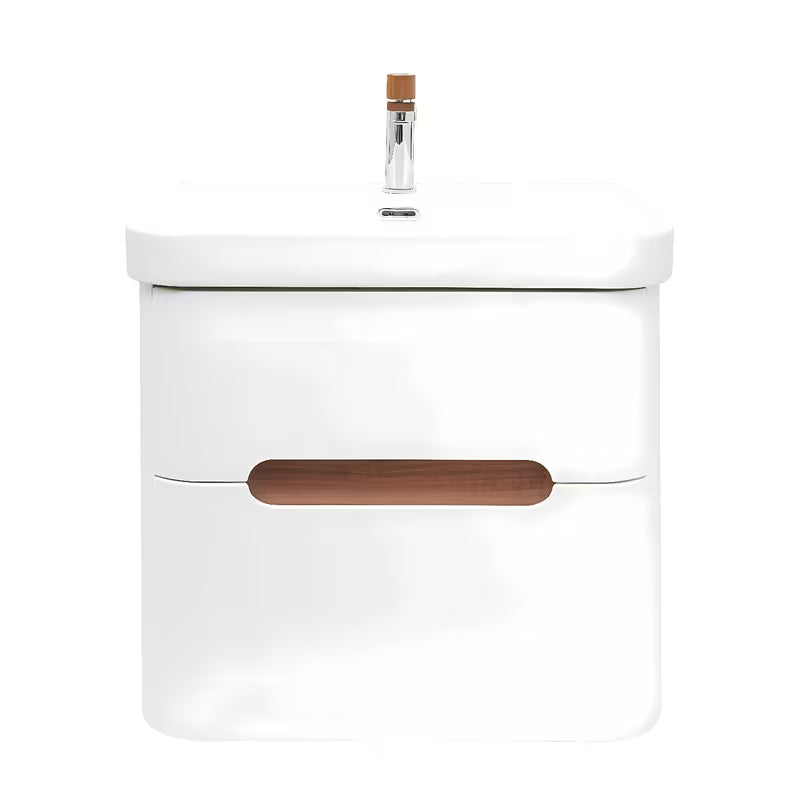 Viseća kupaonski ormarić SAT Fusion s keramičkim umivaonikom u mat bijeloj izvedbi