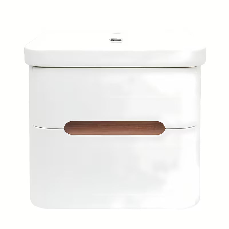 Viseća ormarić s umivaonikom SAT Fusion u mat bijeloj boji s dvije ladice