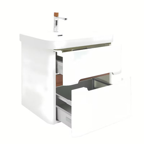 Viseća ormarić s umivaonikom SAT Fusion u mat bijeloj boji s dvije ladice