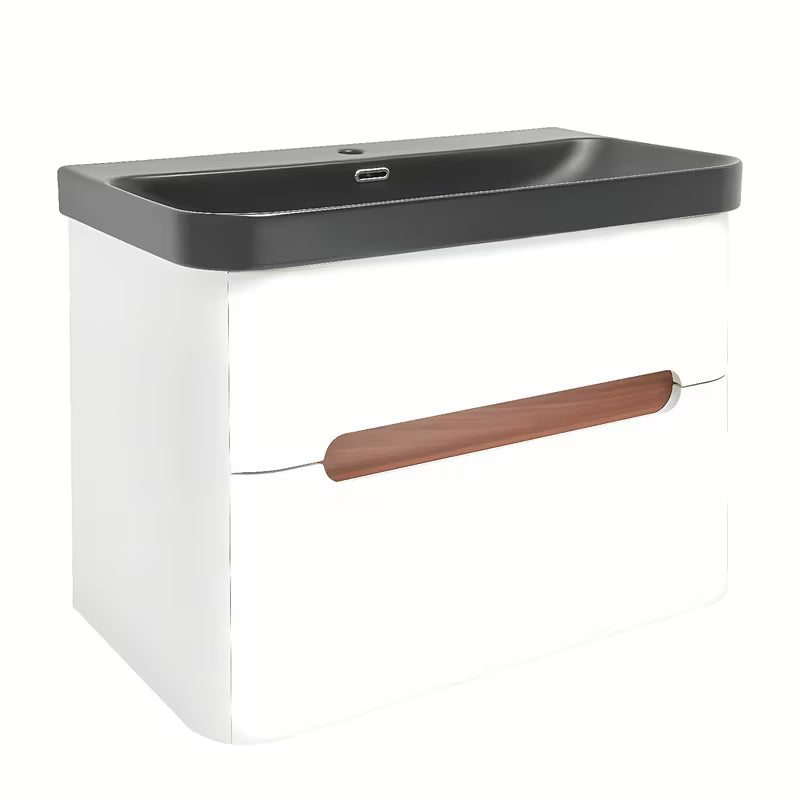 Viseća kupaonski ormarić SAT Fusion s keramičkim umivaonikom u mat bijeloj izvedbi