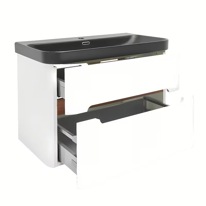 Viseća kupaonski ormarić SAT Fusion s keramičkim umivaonikom u mat bijeloj izvedbi