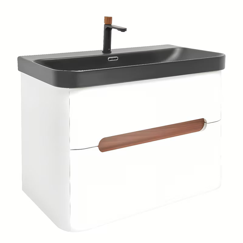 Viseća kupaonski ormarić SAT Fusion s umivaonikom u mat bijeloj izvedbi sa zaobljenim kutovima