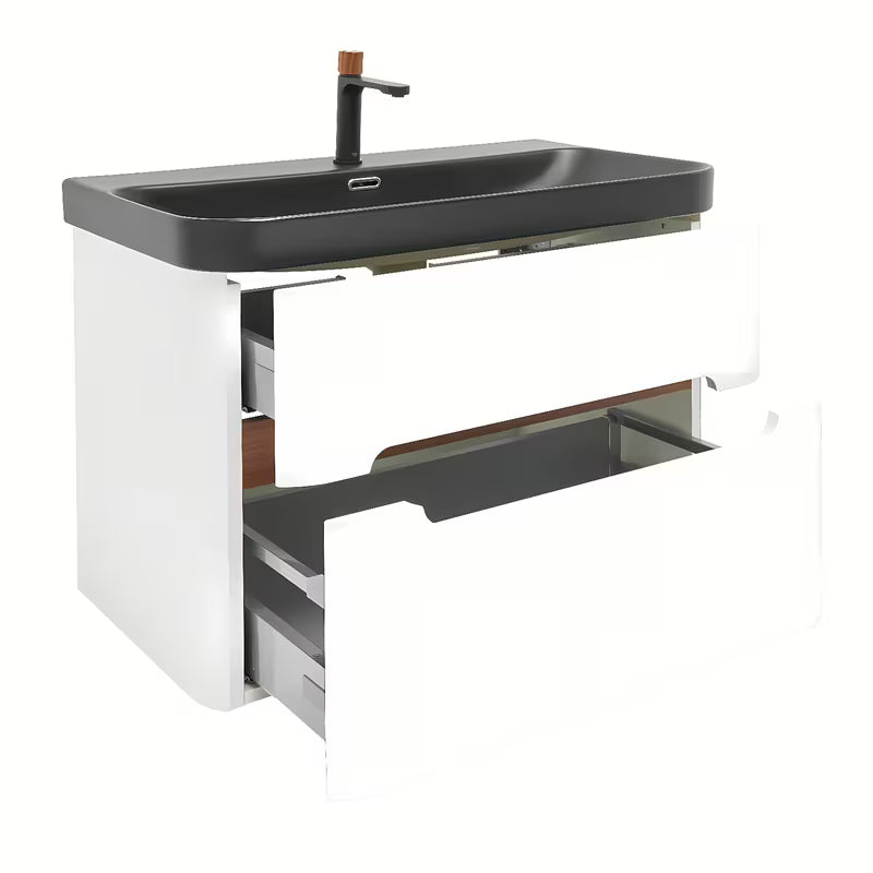 Viseća kupaonski ormarić SAT Fusion s umivaonikom u mat bijeloj izvedbi sa zaobljenim kutovima