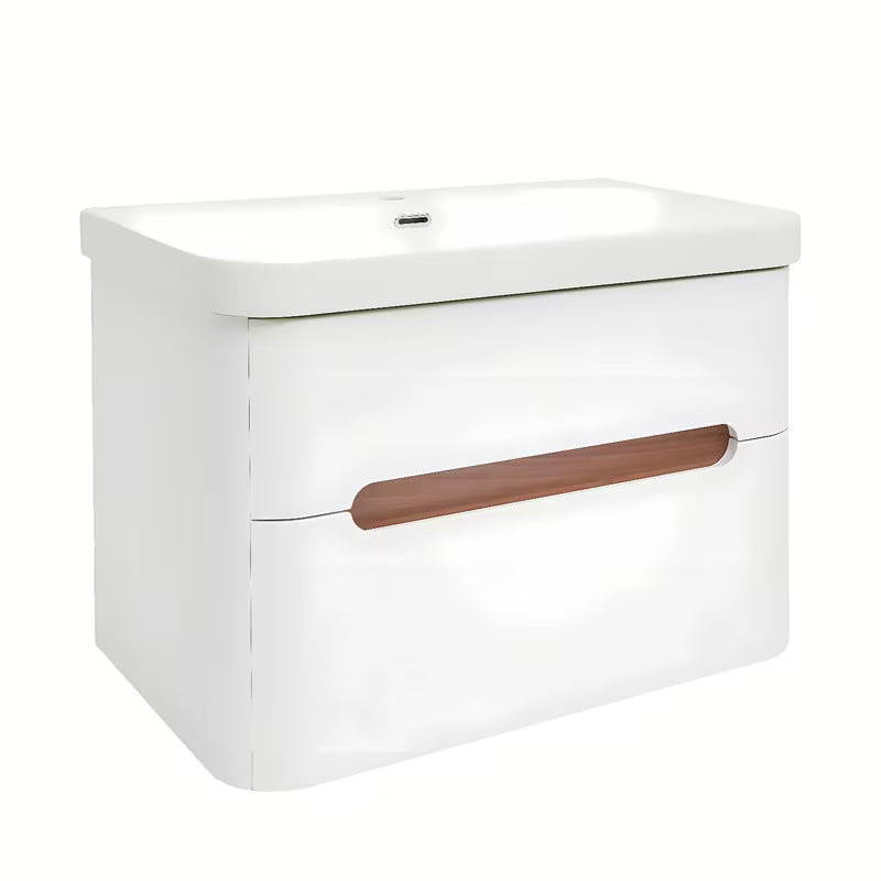 Viseća kupaonski ormarić SAT Fusion s keramičkim umivaonikom u mat bijeloj izvedbi