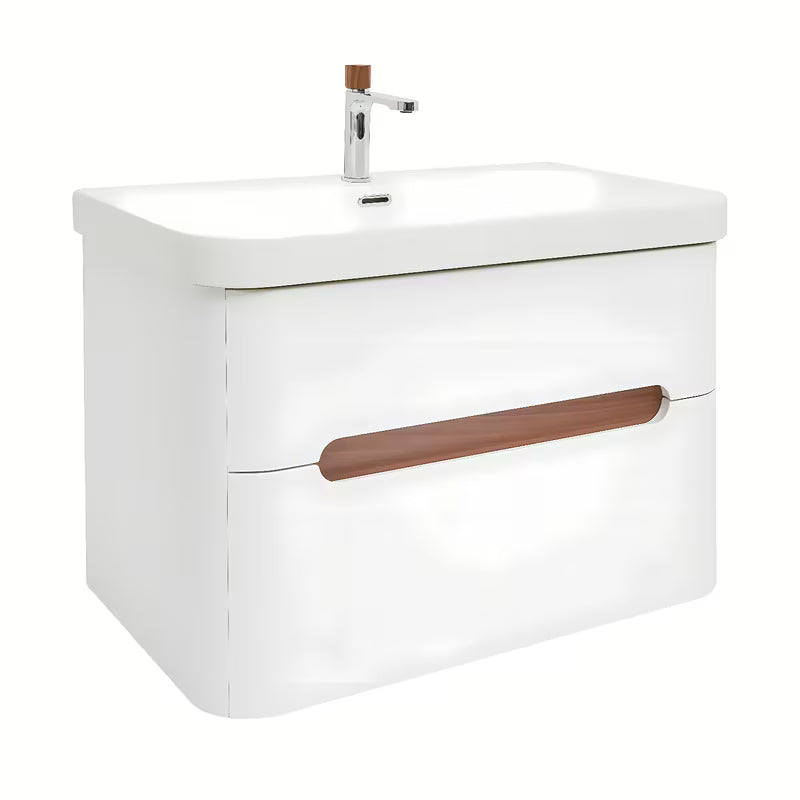 Viseća ormarić s umivaonikom SAT Fusion u mat bijeloj boji s dvije ladice