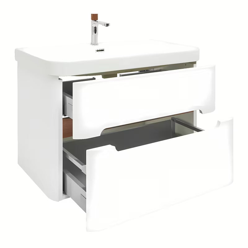 Viseća ormarić s umivaonikom SAT Fusion u mat bijeloj boji s dvije ladice