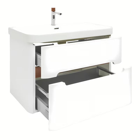 Viseća ormarić s umivaonikom SAT Fusion u mat bijeloj boji s dvije ladice