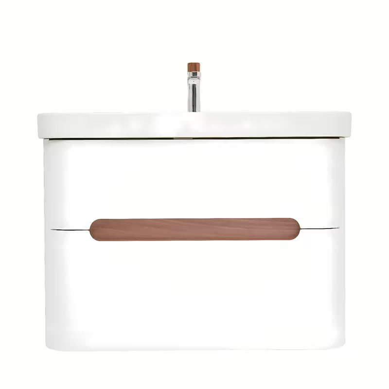 Viseća ormarić s umivaonikom SAT Fusion u mat bijeloj boji s dvije ladice