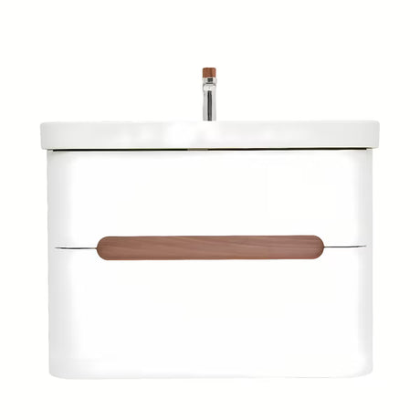 Viseća ormarić s umivaonikom SAT Fusion u mat bijeloj boji s dvije ladice